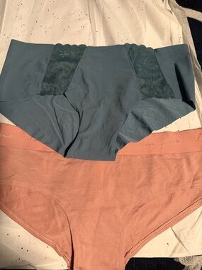 2-Pack Women's Seamless  victoria’s Secret Panties - Teal & Dusty Rose